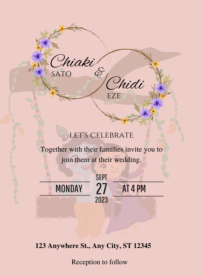 Festive Fuchsia Gujarati Wedding Invitation&