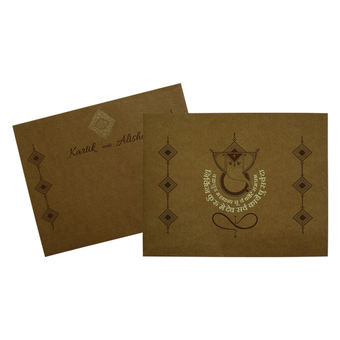 Brown Ganesha Box Invitation Card-King of Cards