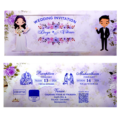 Lavender Floral Bride Groom Slide Invitation Card-King of Cards