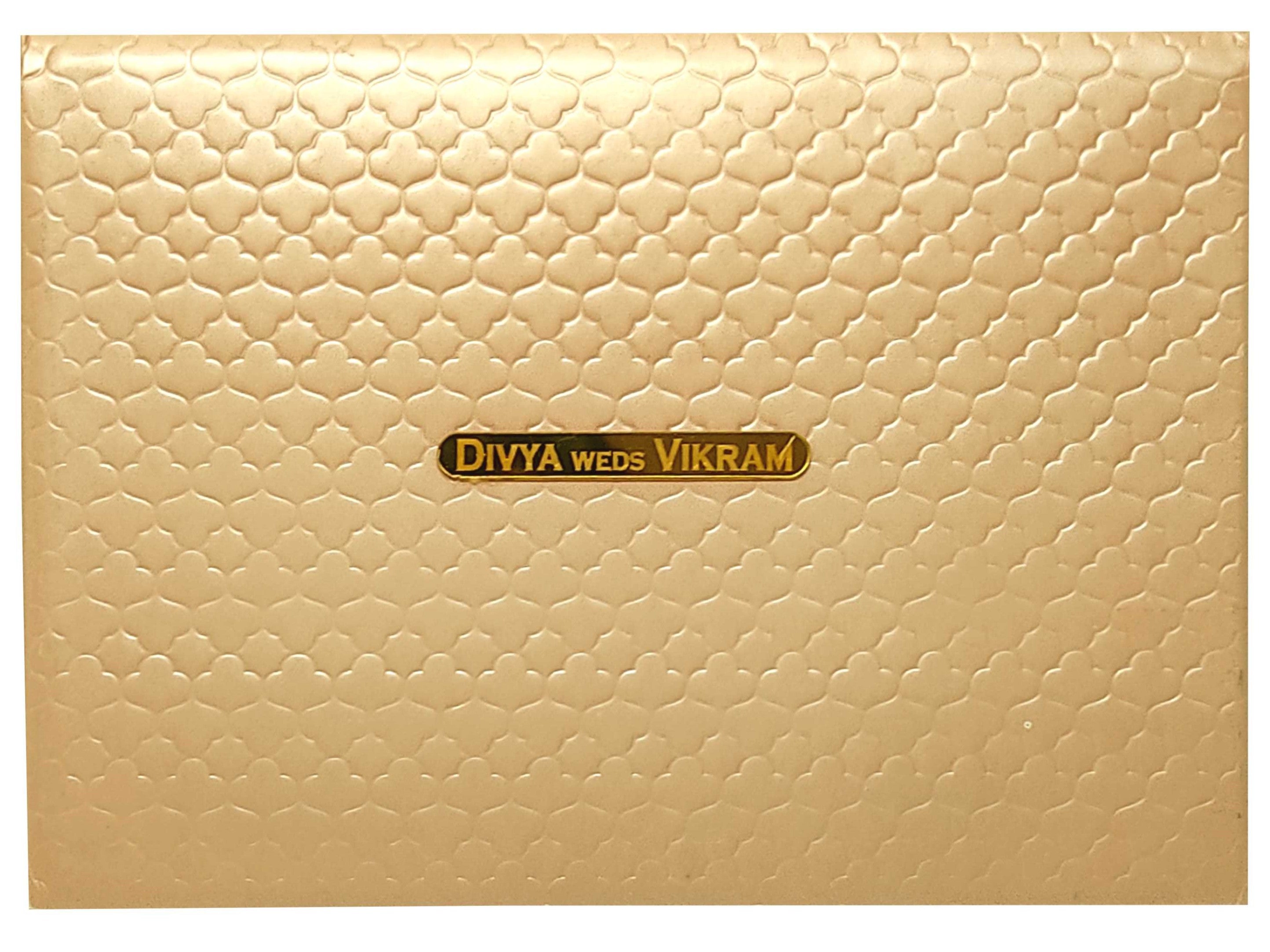 Beige Embossed Padded Horizontal Invitation Card-KNPR3503B