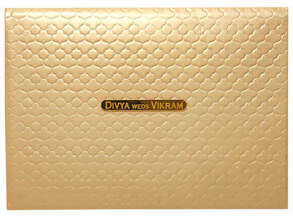 Beige Embossed Padded Horizontal Invitation Card-KNPR3503B
