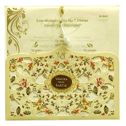 Beige Laser Cut Invitation-King of Cards