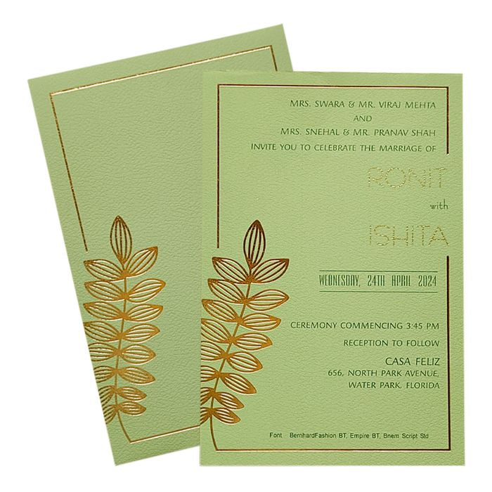 Green Design Single Sheet Invitation Card-King of Cards