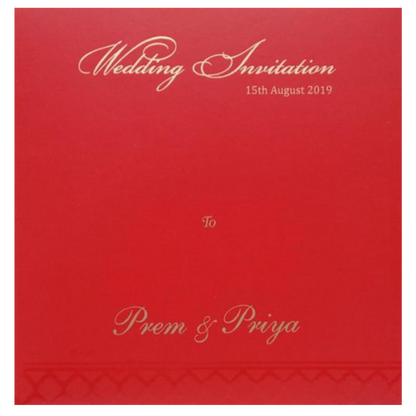 Royal Red Shading With Elephant Theme Wedding Card - KND8004R