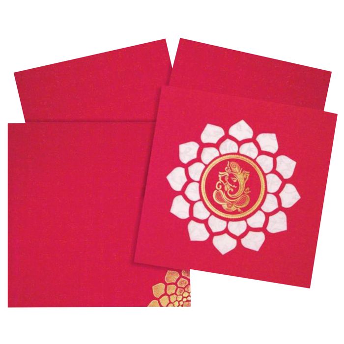 Royal Blue Shading With Cut Design Ganesha Wedding Card-King of Cards