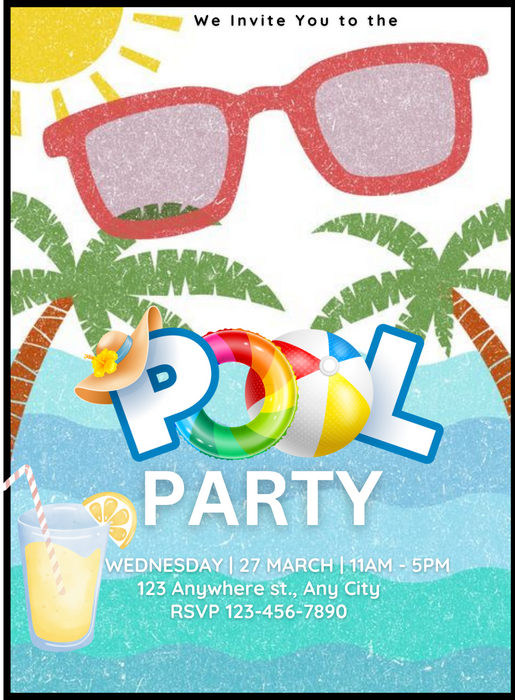 Floats Ball Pool Party Invitation-AAPPI023