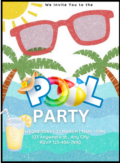 Floats Ball Pool Party Invitation-AAPPI023