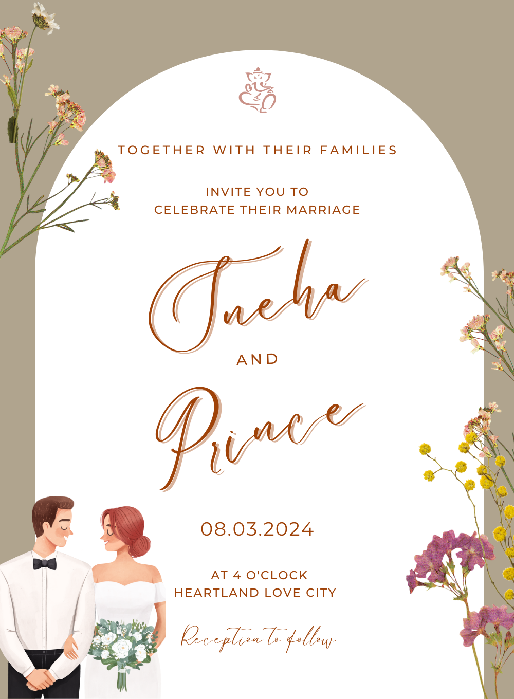 Floral Arch Wedding Reception Invitation-AAWPI005