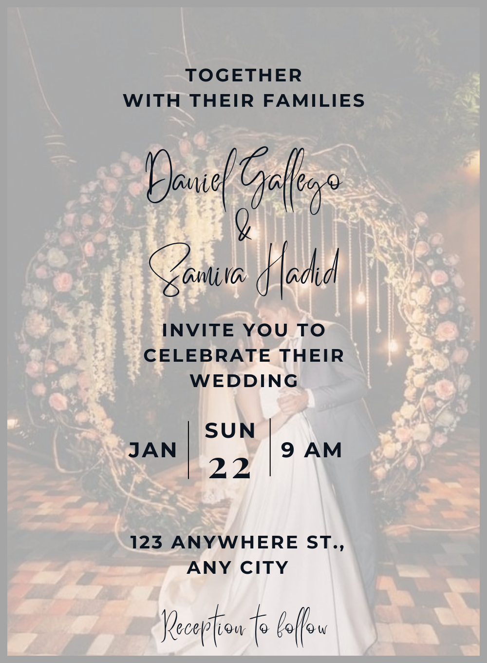 Floral Arch Christian Wedding Invitation-AACWI019