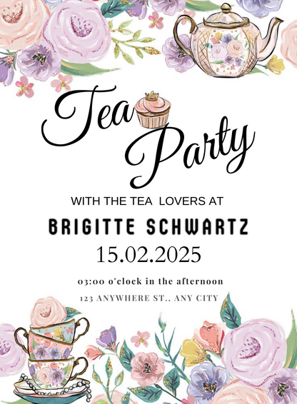 Floral Fantasy Tea Invitation-AATEA007