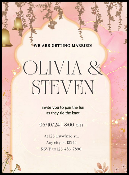 Floral Hanging Floral wedding Invitation-AAFWI010