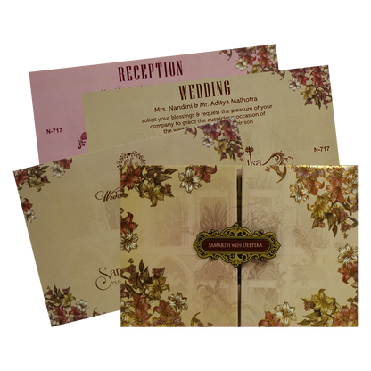 Pale Barley Brown Wedding Card-KVN07170