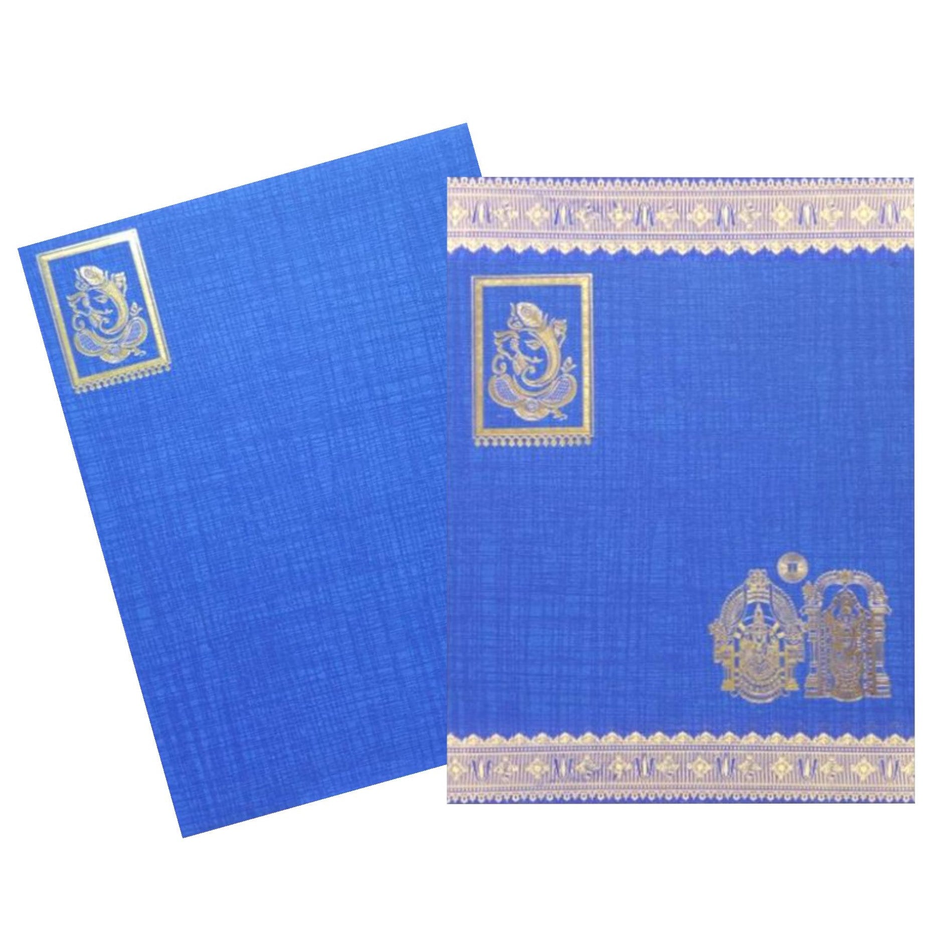 Classic Blue Shading With Gold foiling Ganesha Wedding Card