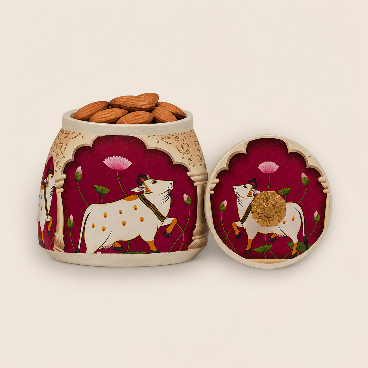 Purple Traditional Cow Floral Decorative Jar - KRAJ0040