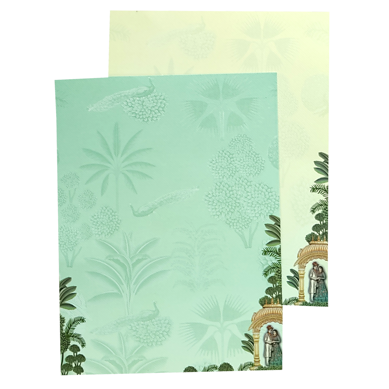 Green Arch Bride Groom Nameplate Marriage Card-KNKM8203