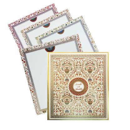 White Floral Pattern Padded Invitation Card-King of Cards