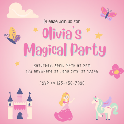 Pink Castle Princess &amp; Fairytale Invitation-AAPAF001