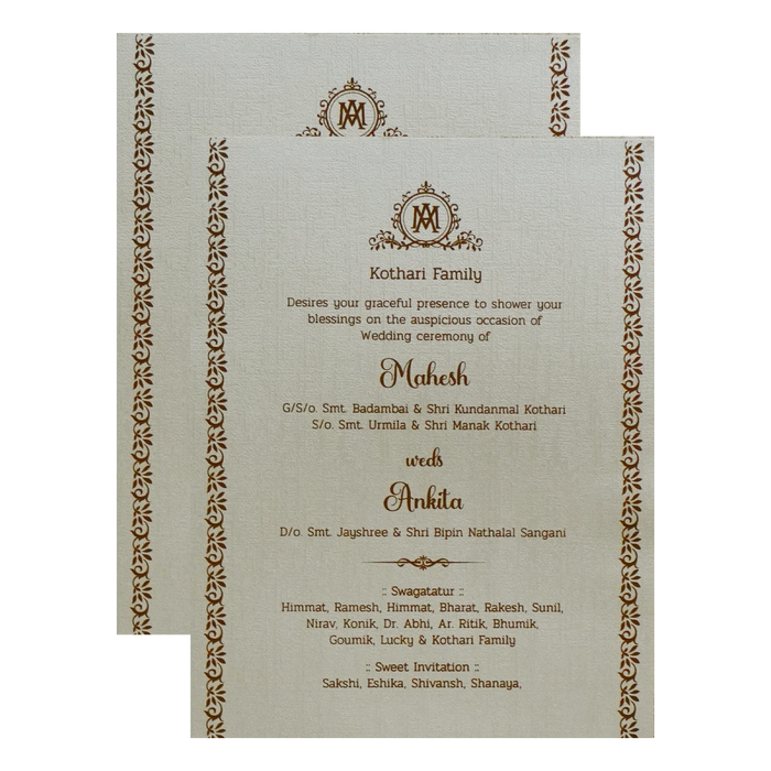 Metallic Light Brown Padded Invitation-King of Cards
