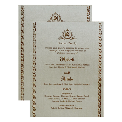 Metallic Light Brown Padded Invitation-King of Cards