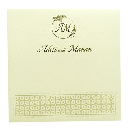 White Nameplate Embossed Invitation Card-KRC29740