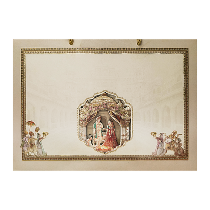 Grey Palace Mandap Padded Wedding Card-KSI64550