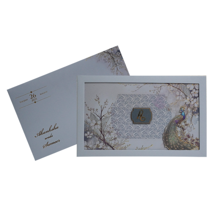 Grey Padded Marriage Invitation Card-King of Cards