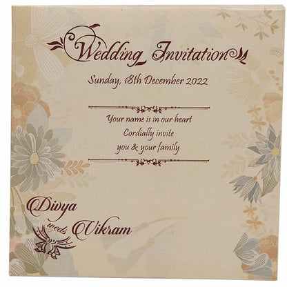 Pink Padded Floral Wedding Card In Offset Print-KNC5602P-King of Cards