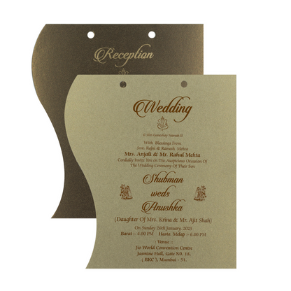 Metallic Olive Green MDF Wedding Card Design-King of Cards