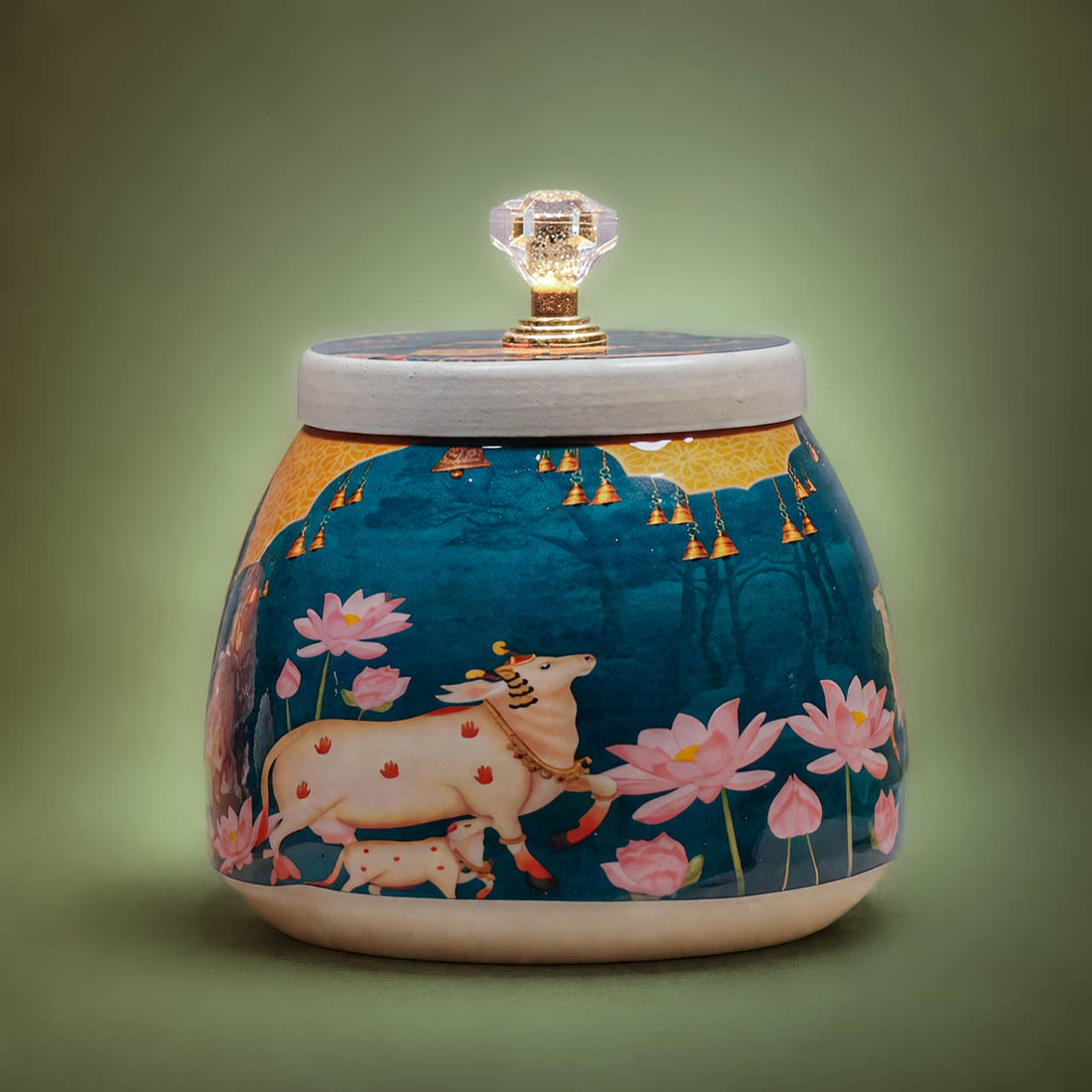 Royal Blue Cow Decorative Small Jar-GDS0150
