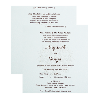 White Mughali Mahal Invitation Card-KRC30590