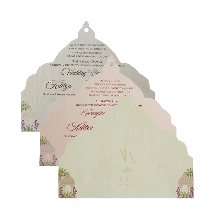 Cream Laser Cut Arch MDF Marriage Card-King of Cards