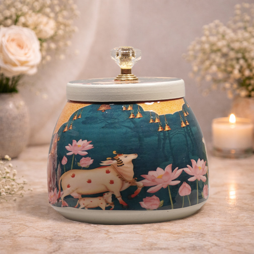 Royal Blue Cow Decorative Small Jar-GDS0150