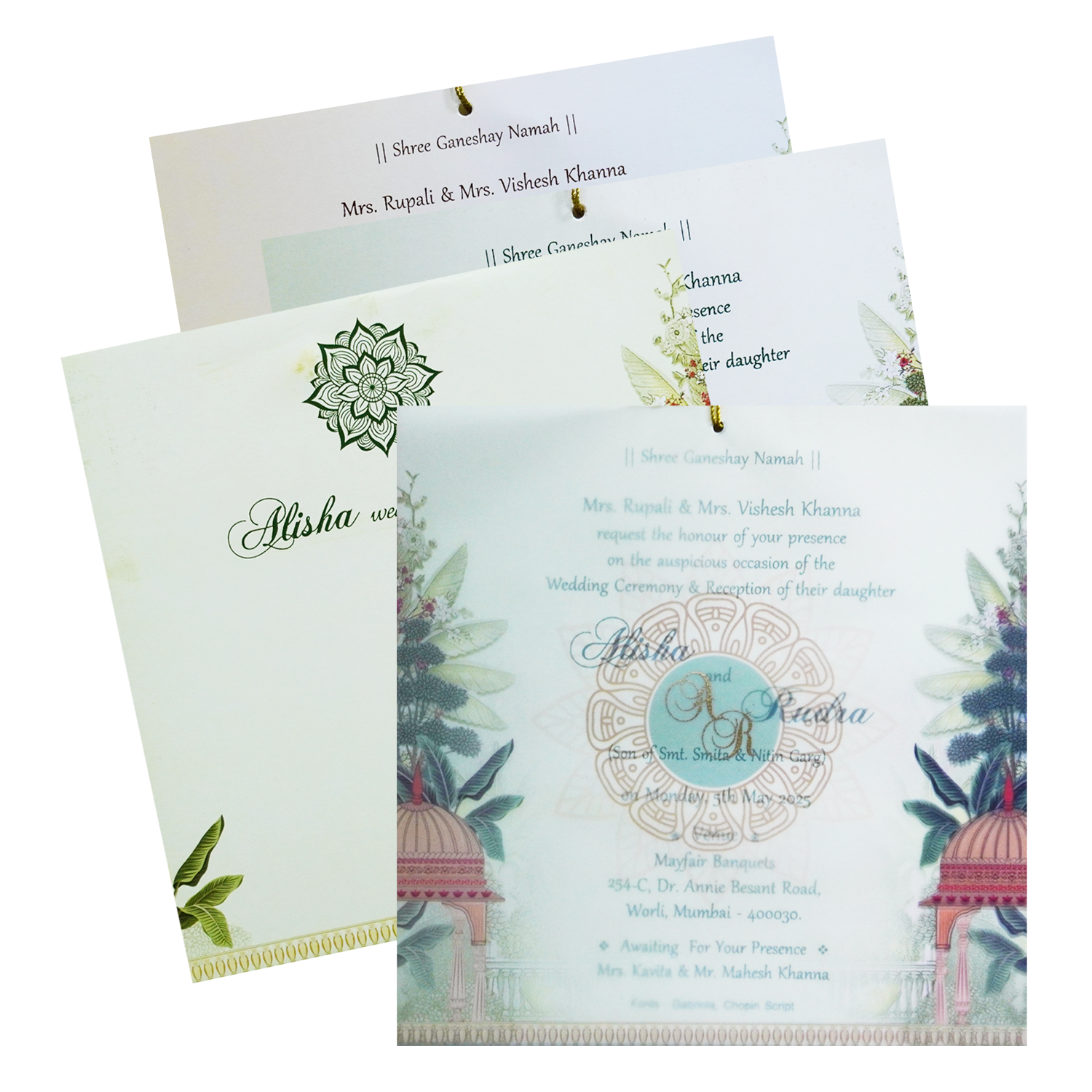 White Green Tracing Sheet Invitation-KRC30560