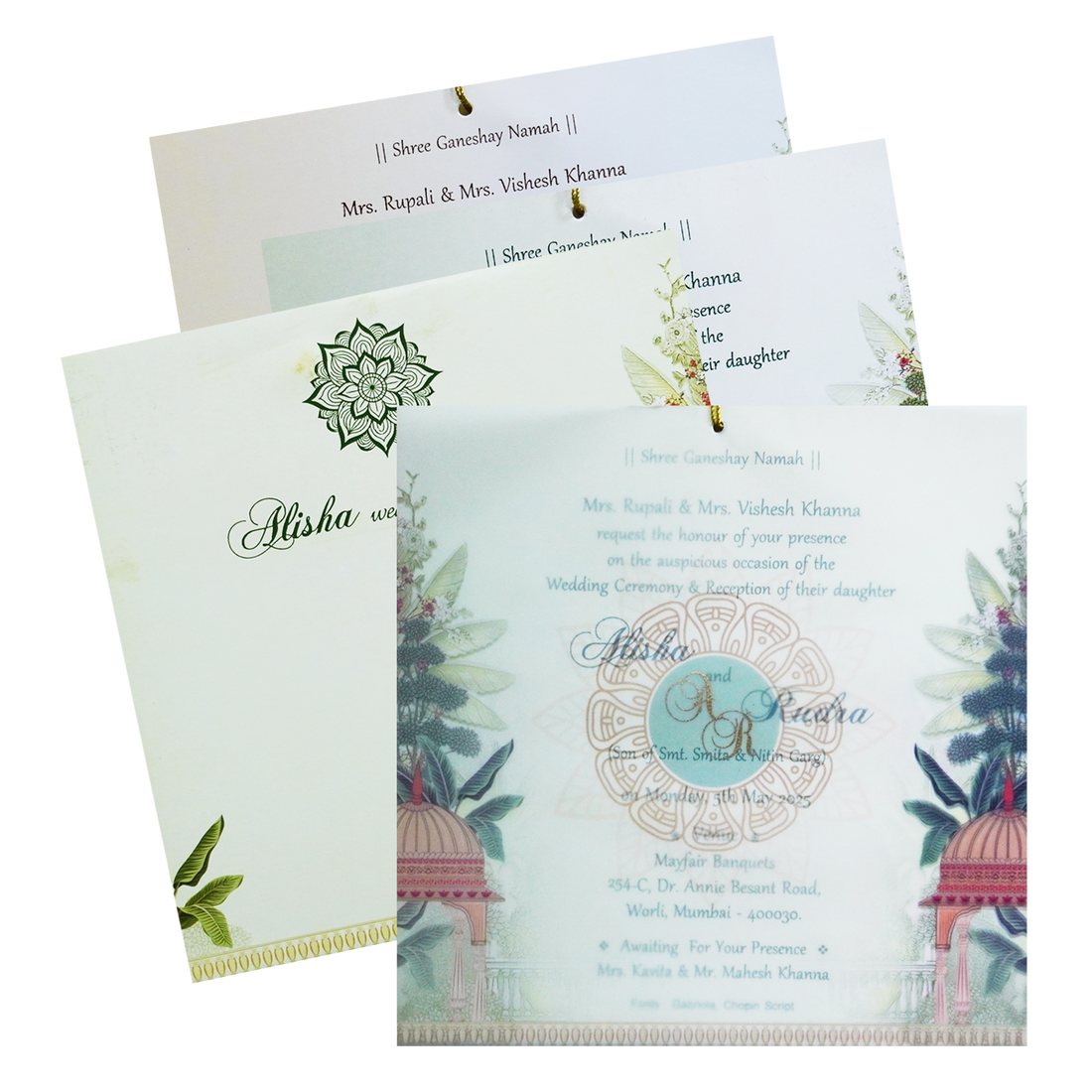White Green Tracing Sheet Invitation-KRC30560
