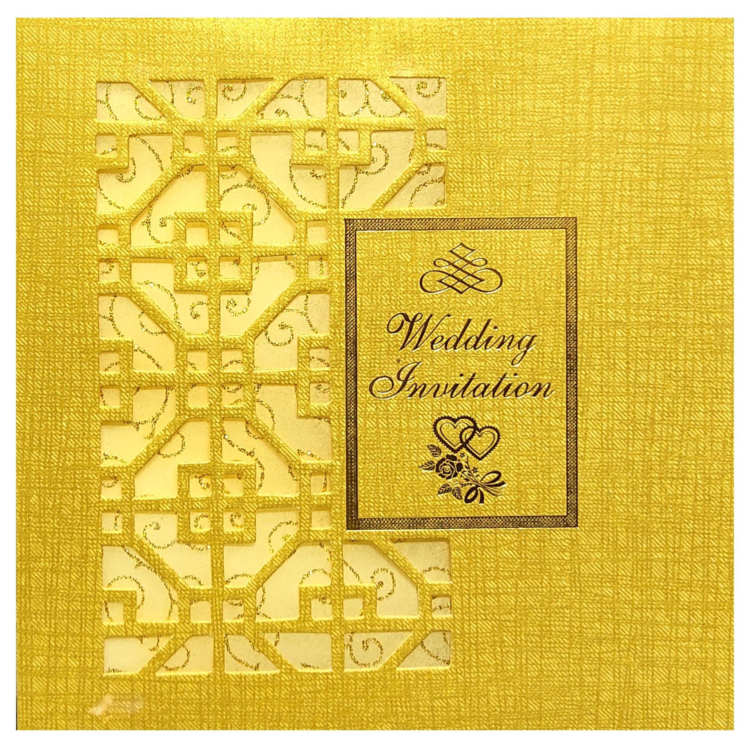 Brown Gold Laser Cut White Wolly With Gold Shiny Design-KNK833NI