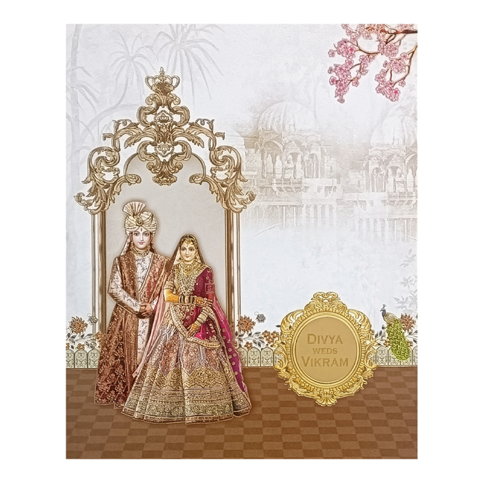 Beige  Bride And Groom Invitation Card-King of Cards