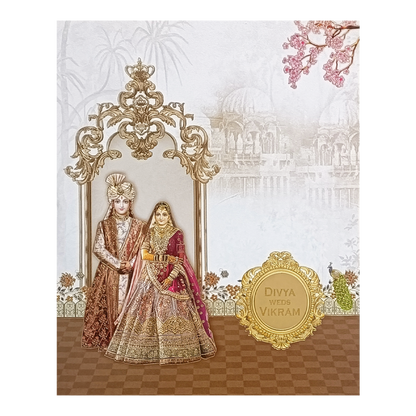 Beige  Bride And Groom Invitation Card-King of Cards