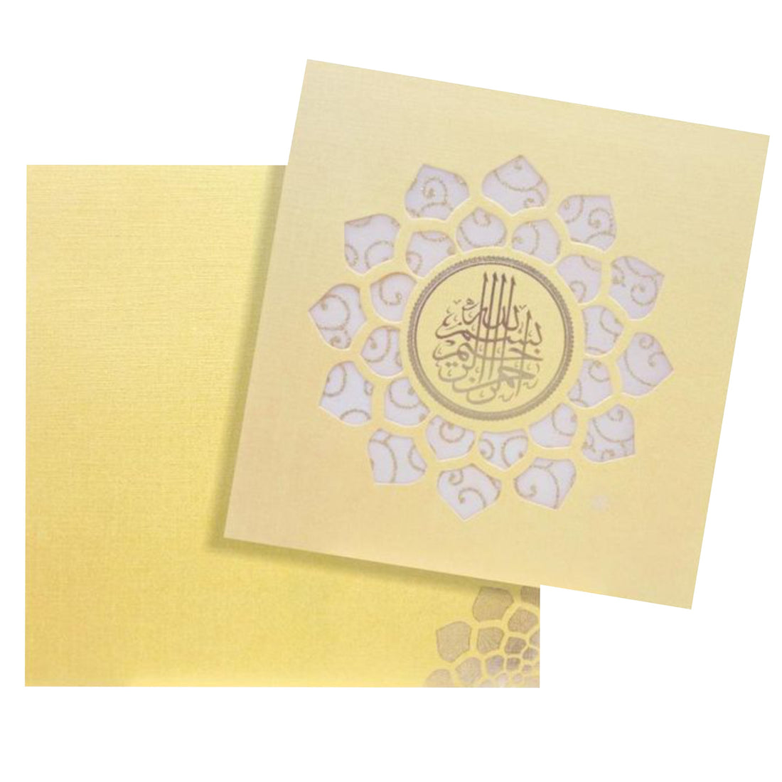 Gold Metallic Die Cut Floral Design Muslim invitation Card-KNW43366