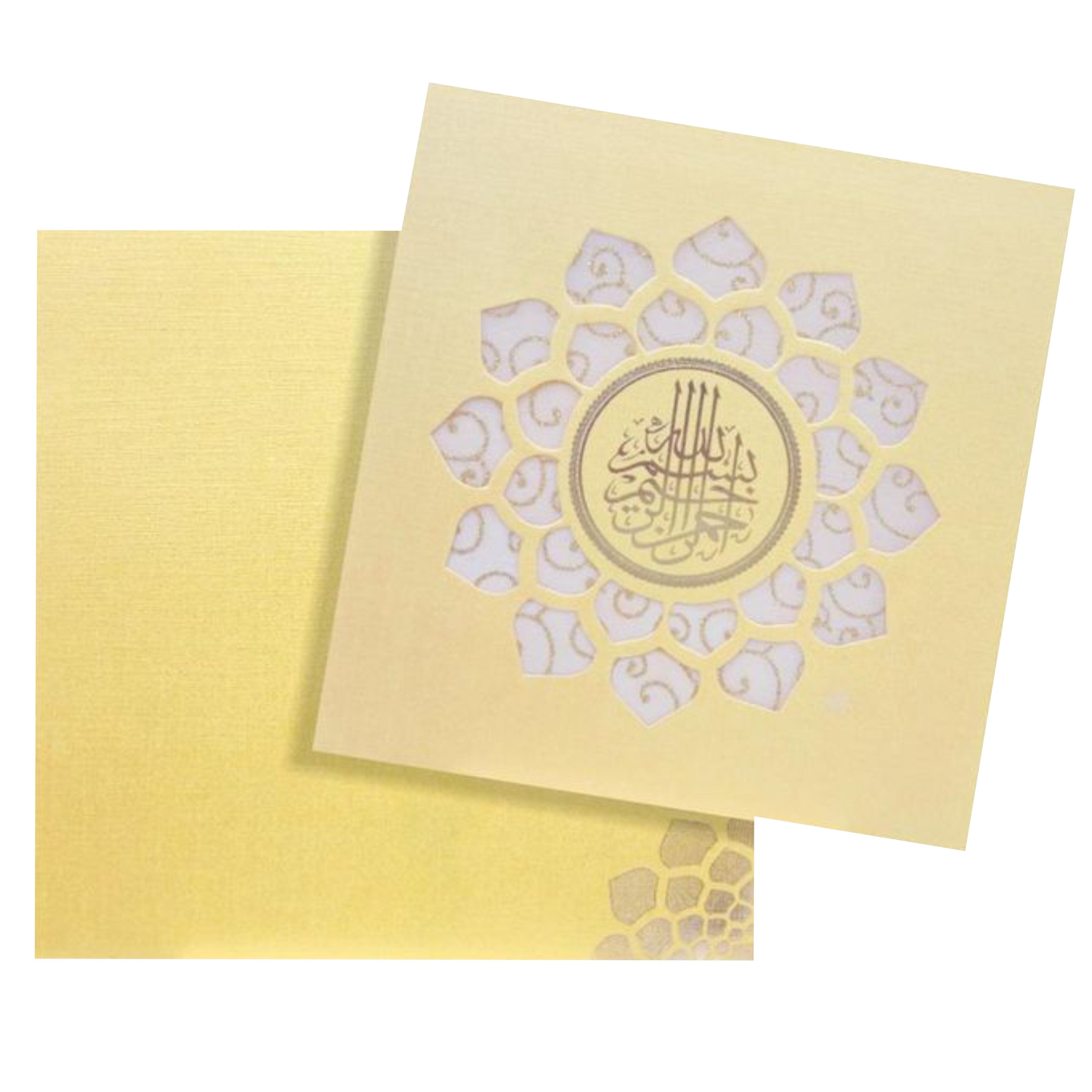 Gold Metallic Die Cut Floral Design Muslim invitation Card-KNW43366