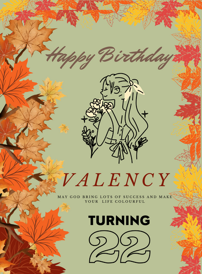 Green Autumn Birthday cards for her-AABCS006