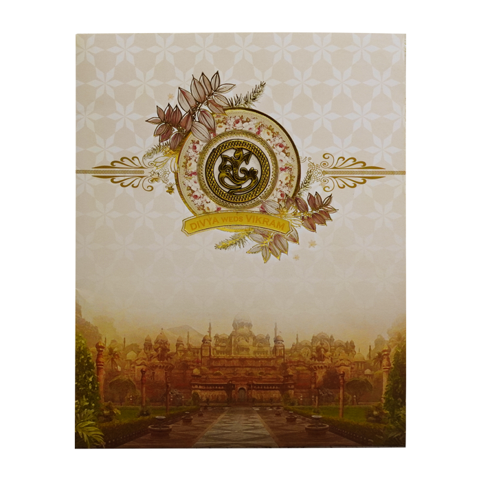 Cream Palace Wedding Invitation Card-King of Cards