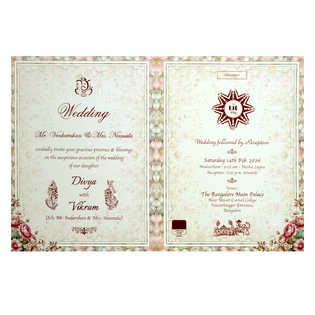 White Gray Floral Design Marriage card-King of Cards