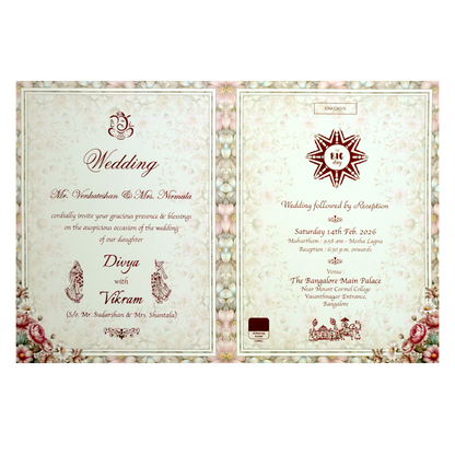 White Gray Floral Design Marriage card-King of Cards