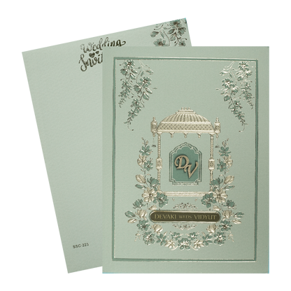 Green Gold Mandap Padded Wedding Card-KSSC2230