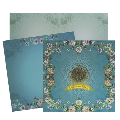 Greyish Blue Wedding Invitation-KNKD8106