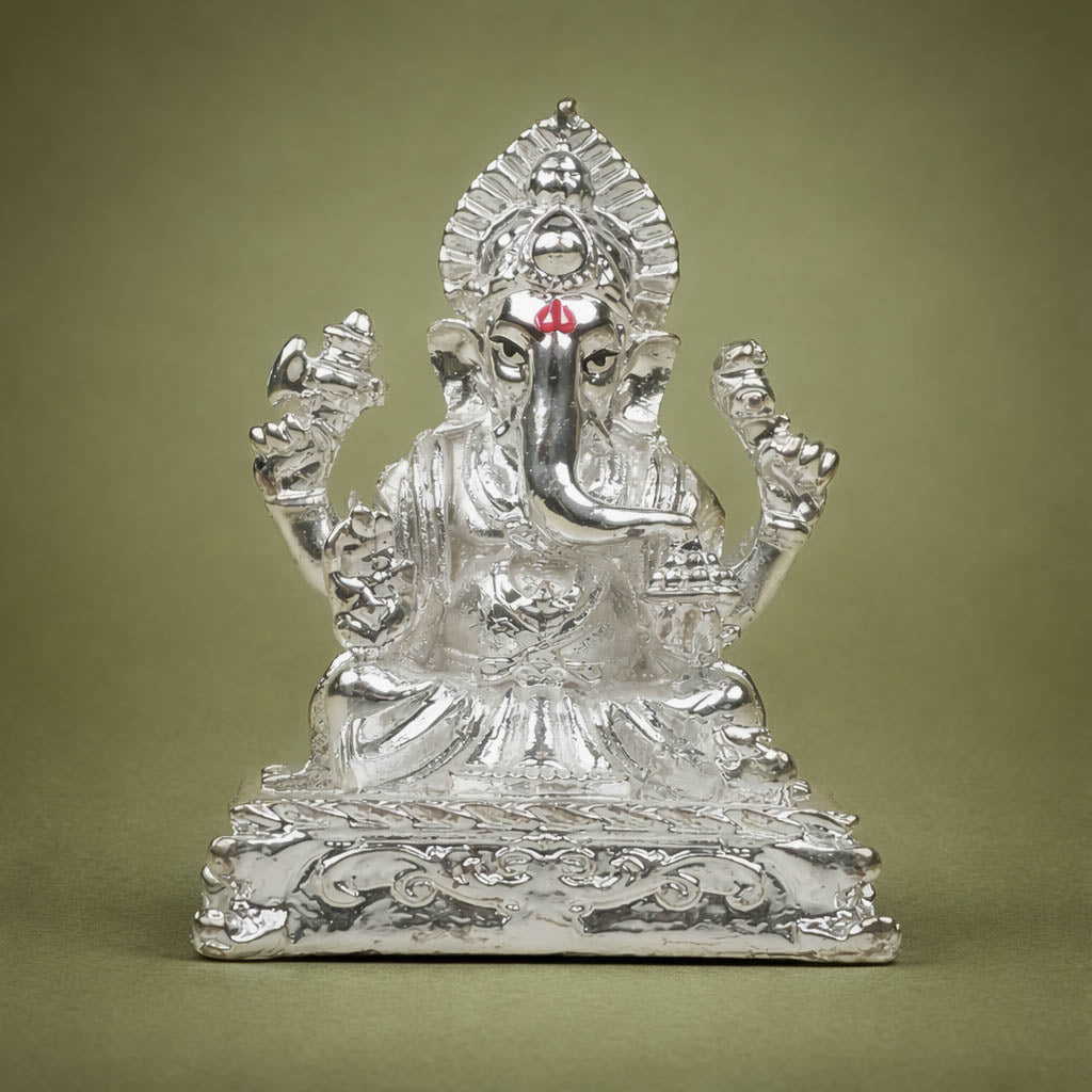 Silver Plated Lord Ganesha Idol-GRI0010