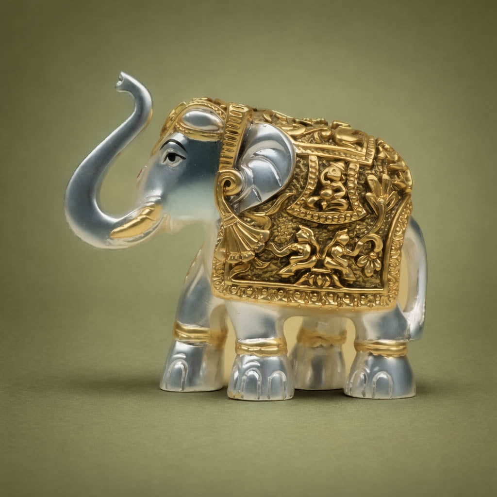 Antique Royal Elephant Showpiece in Gold Finish-GRI0090