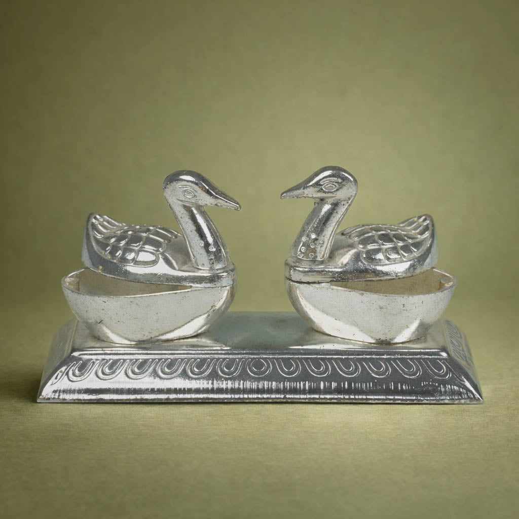 White Metal Duck Couple Idol-GRI0130
