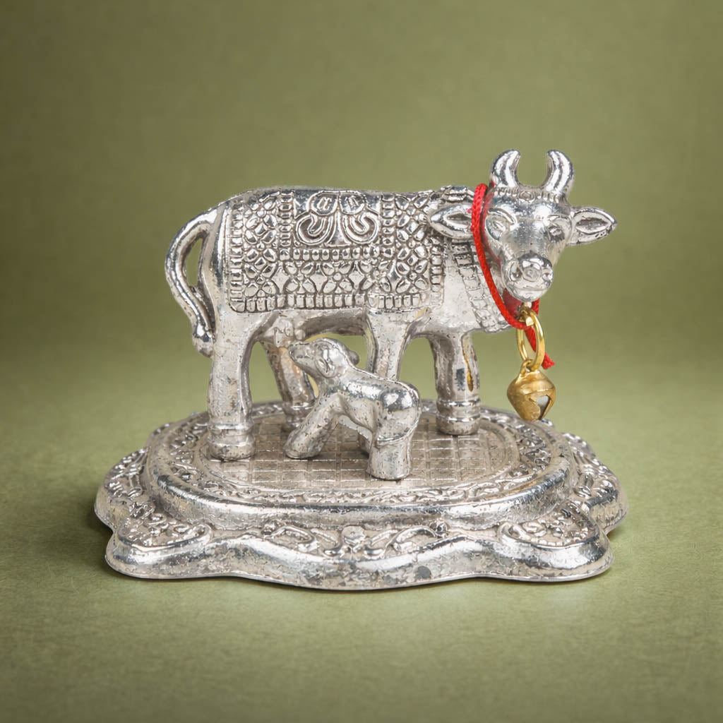 White Metal Cow and Calf Idol-GRI0150