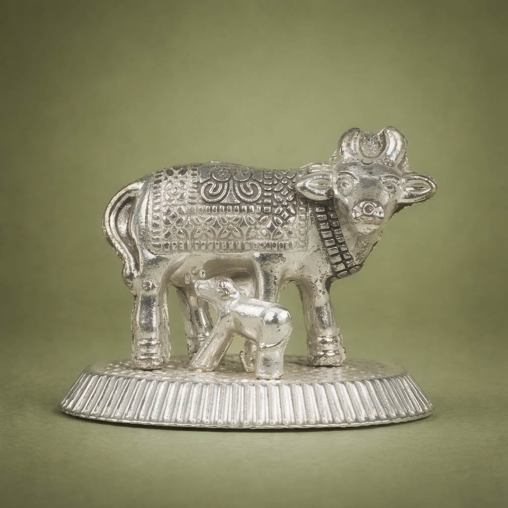 Antique Silver Cow and Calf Idol-GRI0160